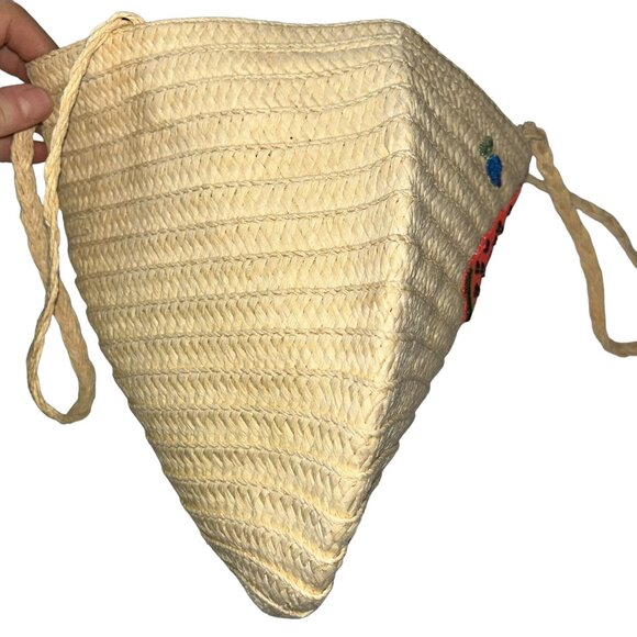 J. Crew straw watermelon fruit sequins embellished straw tote bag 14x10" - Picture 6 of 6